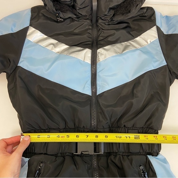 Aqua Colorblock Hooded Zip Ski Suit Blue Black Size S - Picture 8 of 10